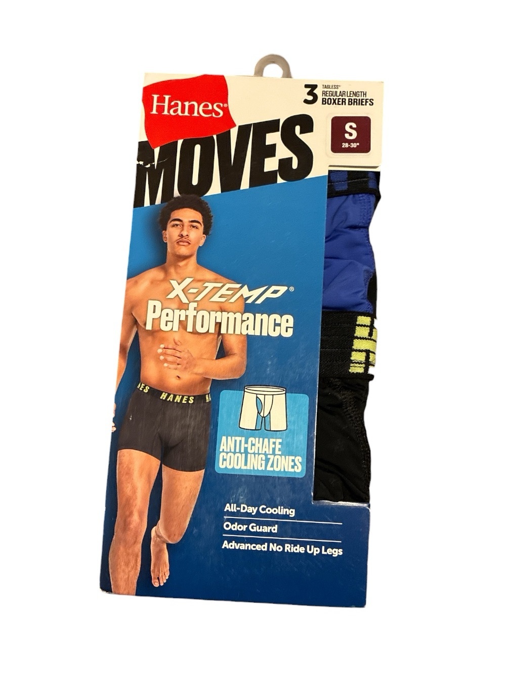 Hanes X-Temp Performance Men's Boxer Briefs - Black & Blue 3 pk size Small new